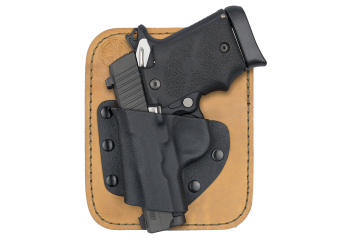 Pocket Rocket Concealed Carry Holster with Sig Sauer P238 - Cowhide with Rubber Backer Front