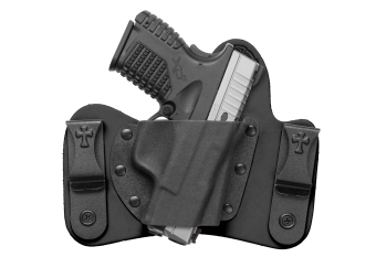 Minituck IWB Concealed Carry Holster with Springfield XDs - Black Cowhide