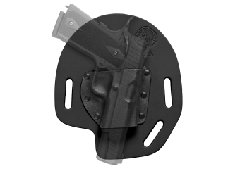 SuperSlide OWB Concealed Carry Holster with 1911 - Black Cowhide